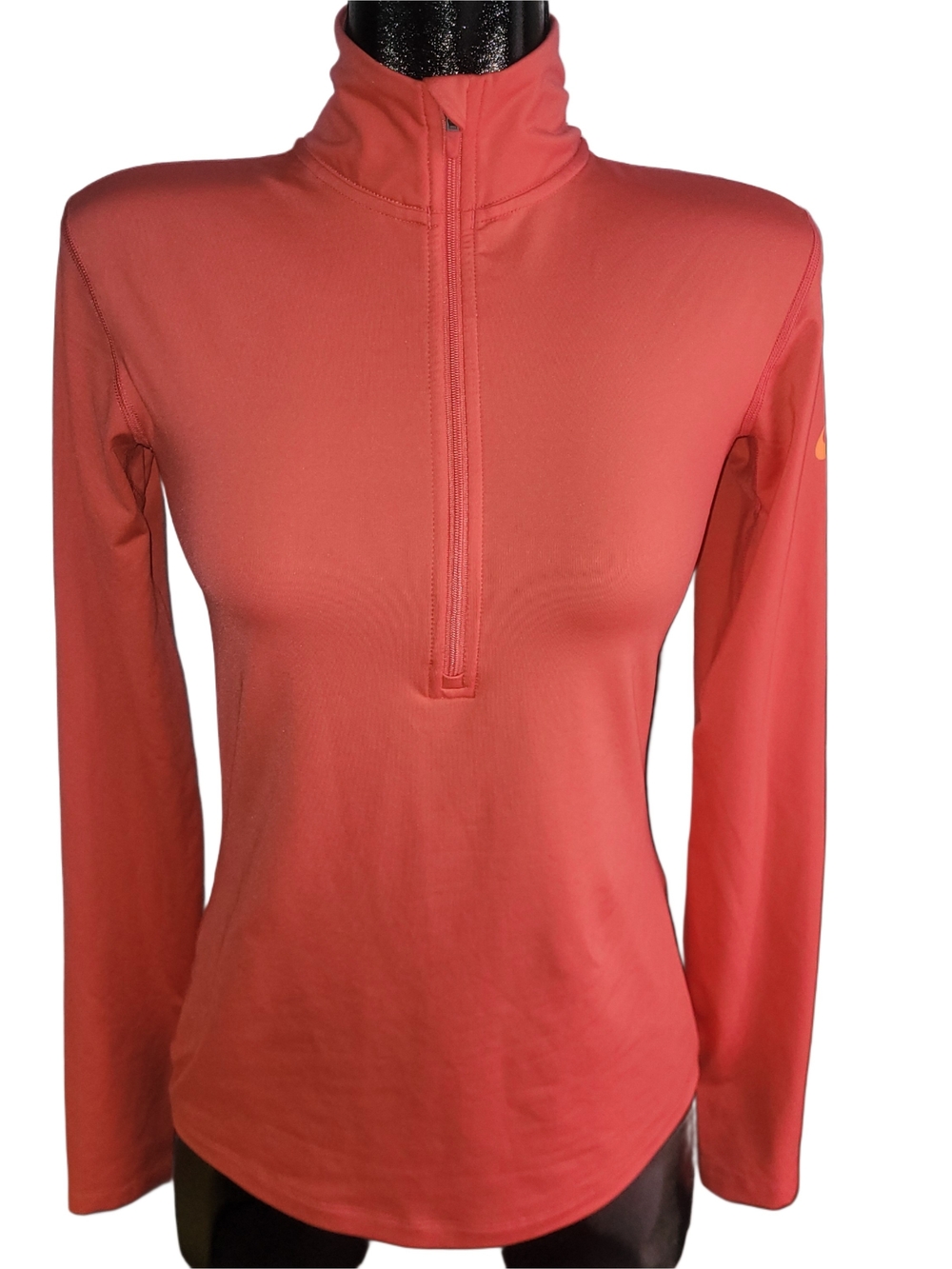 Nike Pro Dri-fit Women’s Coral Fitted Long-Sleeve Half-Zip Pullover Top Size M